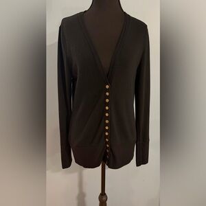Women’s Black V-Neck Button-Front Cardigan Sweater